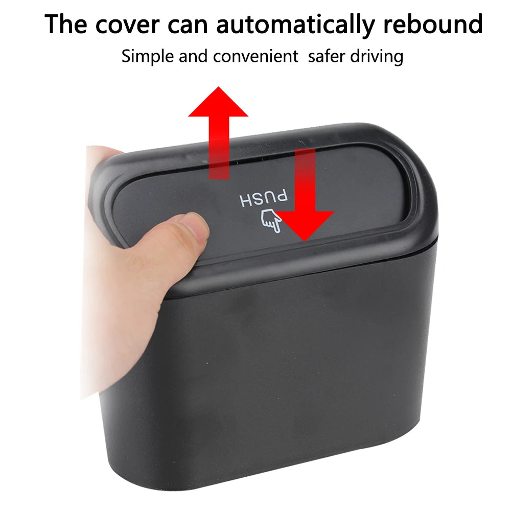 1L Car Interior Storage Case Trash Bin Push Can Mini