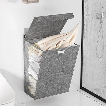 1pc Foldable Adhesive Laundry Basket Hamper Multifunctional Punch Free Wall Hanging