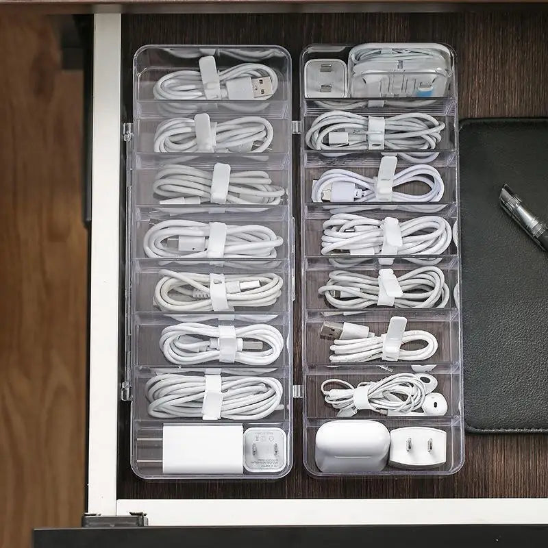 Multifunctional Headphone Data Cable Charging Cable Organizer Desktop Stationery With Transparent Plastic Data Cable Organizer