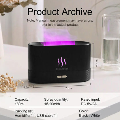 Kinscoter Aroma Diffuser Air Humidifier Ultrasonic Cool Led Essential Oil Flame Lamp Difusor