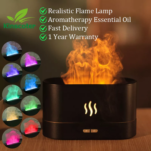 Kinscoter Aroma Diffuser Air Humidifier Ultrasonic Cool Led Essential Oil Flame Lamp Difusor