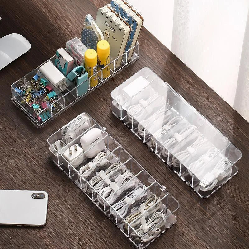 Multifunctional Headphone Data Cable Charging Cable Organizer Desktop Stationery With Transparent Plastic Data Cable Organizer